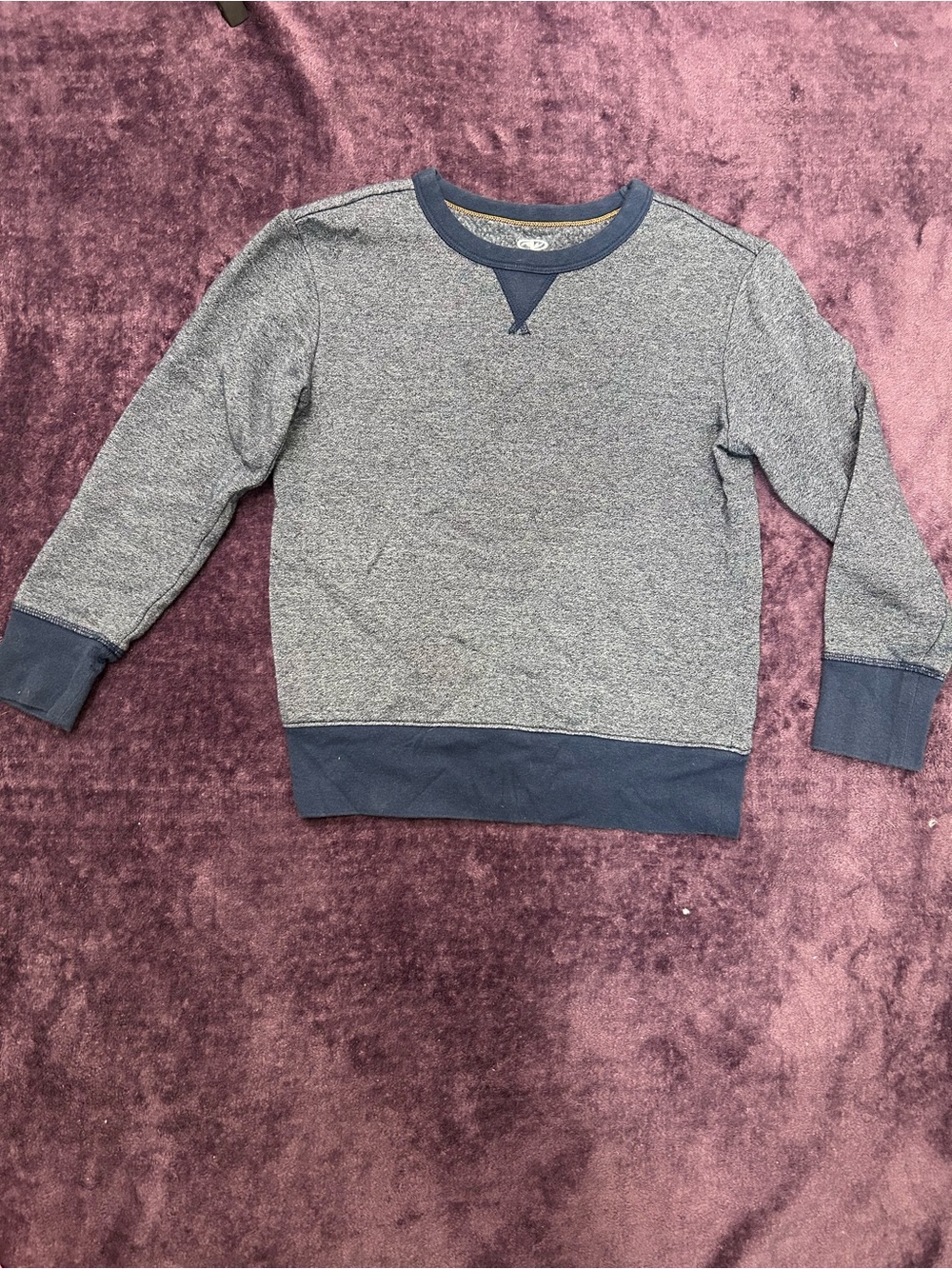 Athletic Works Gray Crewneck Sweatshirt with Navy Trim